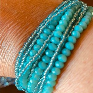 Two magnetic closure beaded bracelets